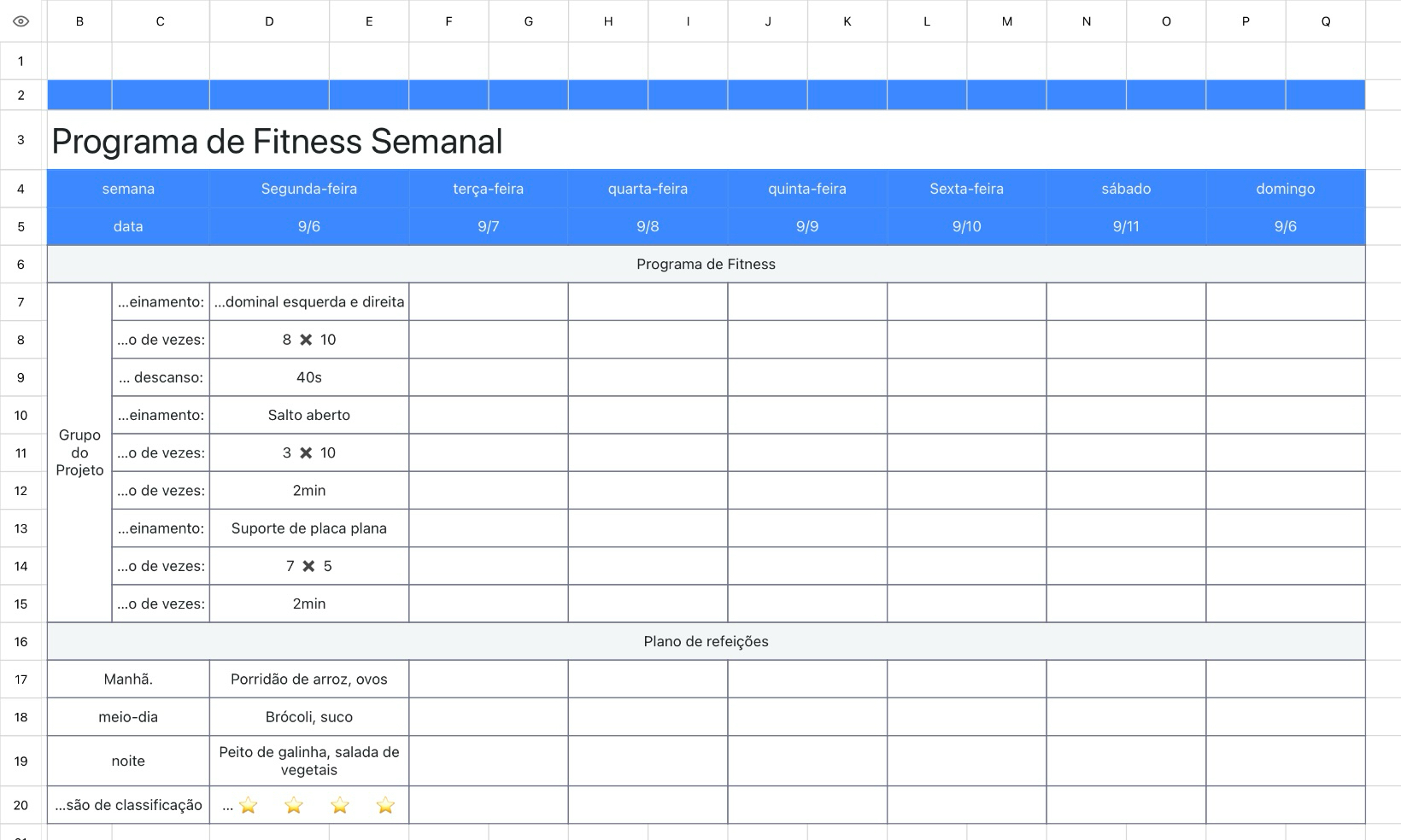 Programa de Fitness Semanal